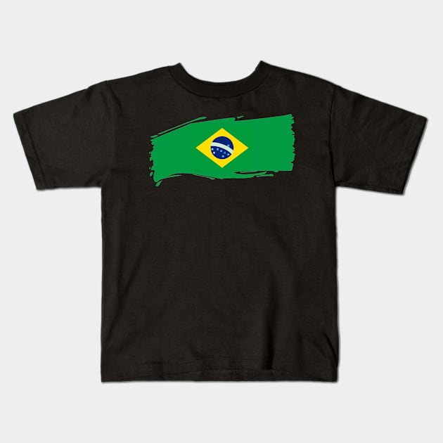 Brasil painted flag Kids T-Shirt by Luso Store